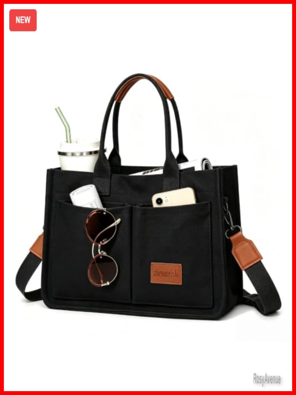 Canvas Tote Bag Laptop Work Travel Crossbody for Women